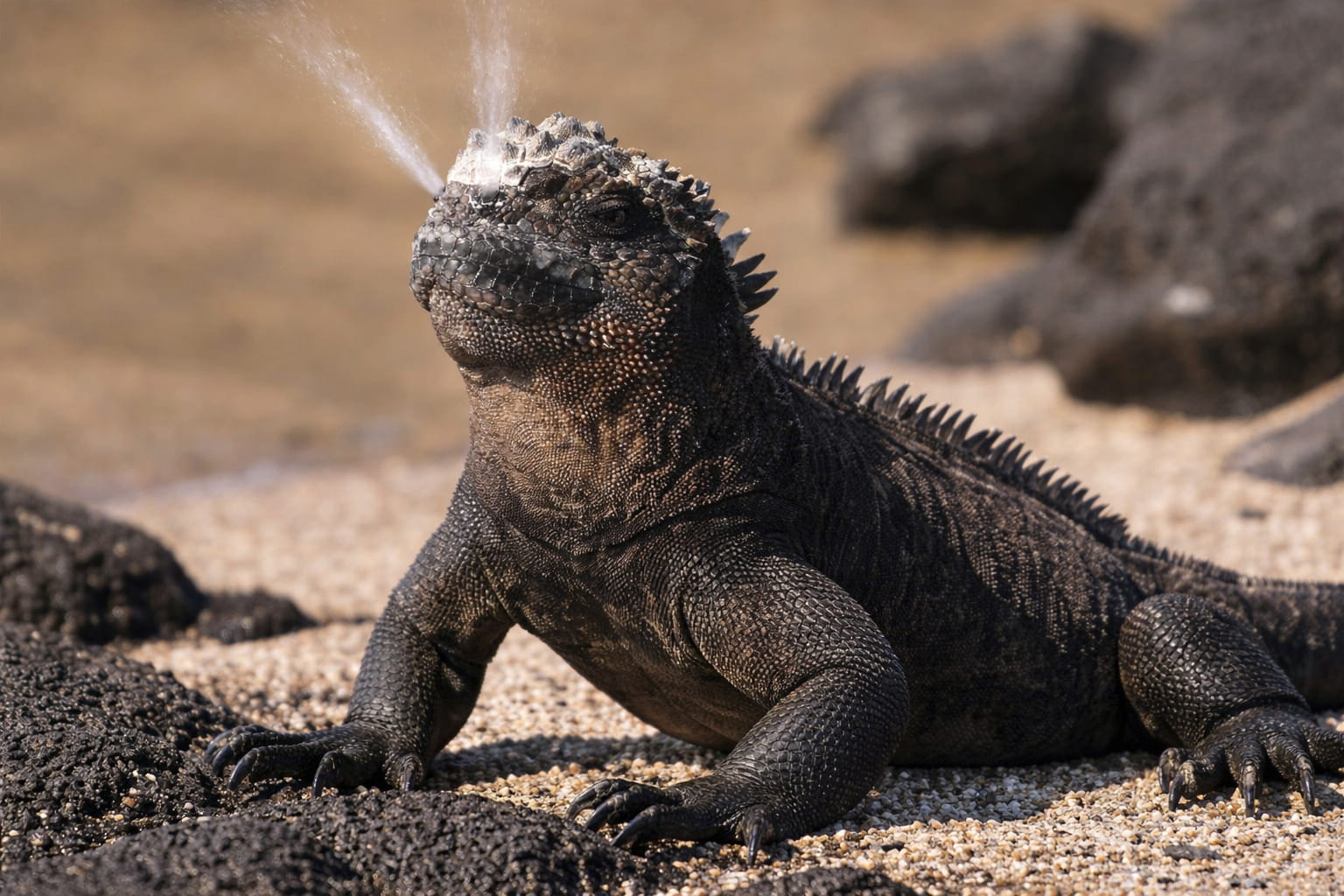 A marine iguana in the Galápagos